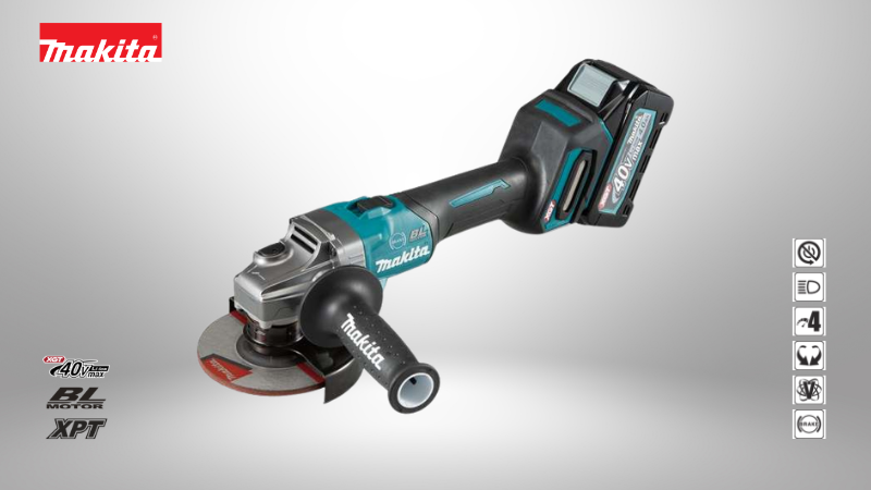牧田 Makita | 40V充電式無刷扁頭砂輪機（5吋/125mm 滑動開關版）