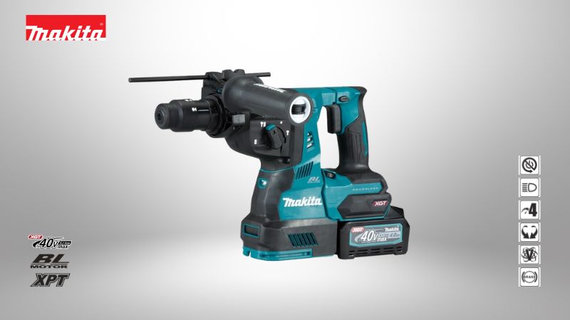 牧田Makita | 40V 充電式無刷四溝鎚鑽 (HR004G)